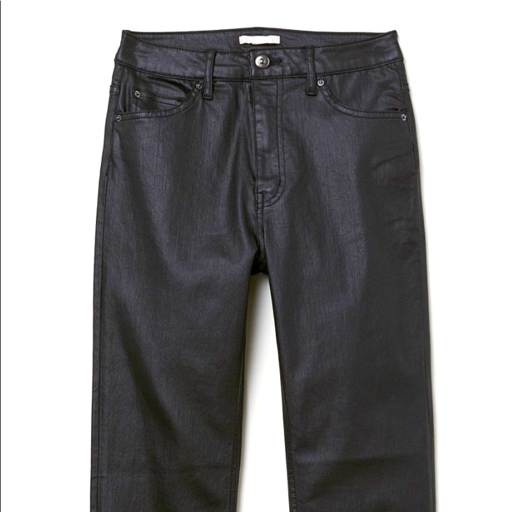 H&M Black/Coated Skinny High Jeans (Plus)